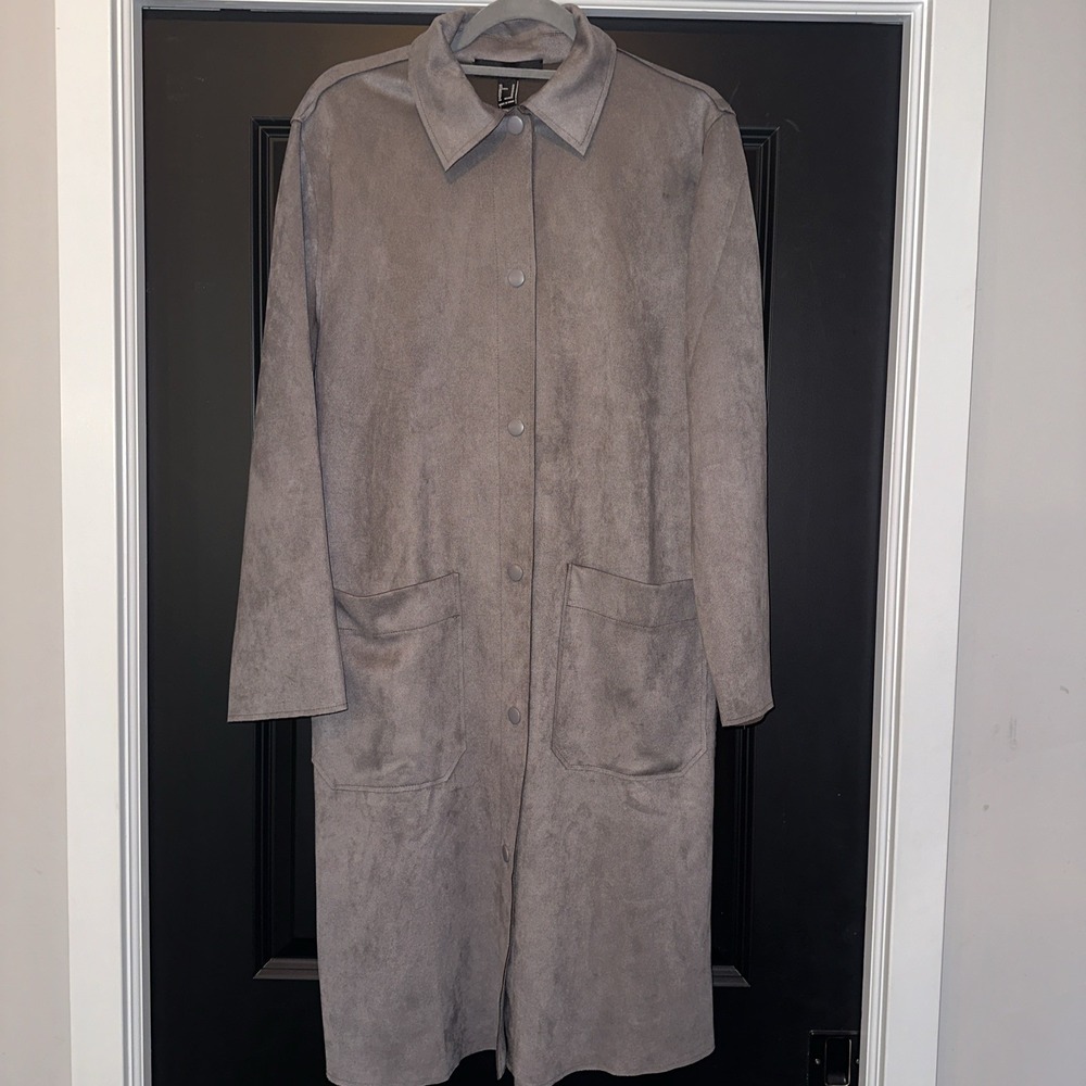 Forever 21  Faux Suede Longline Duster Coat  Plus‎ Size M